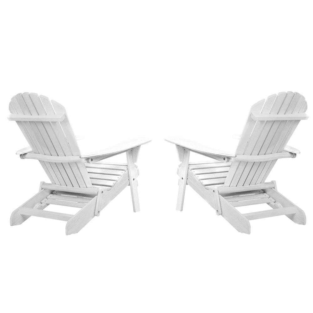 Gardeon 2PC Adirondack Outdoor Chairs Wood Foldable Sun Lounge Patio Furniture 3