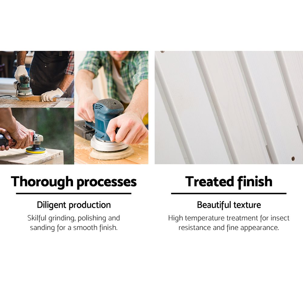 Gardeon 5PC Adirondack Outdoor Table and Chairs Wooden Sun Lounge Patio Furniture White 6