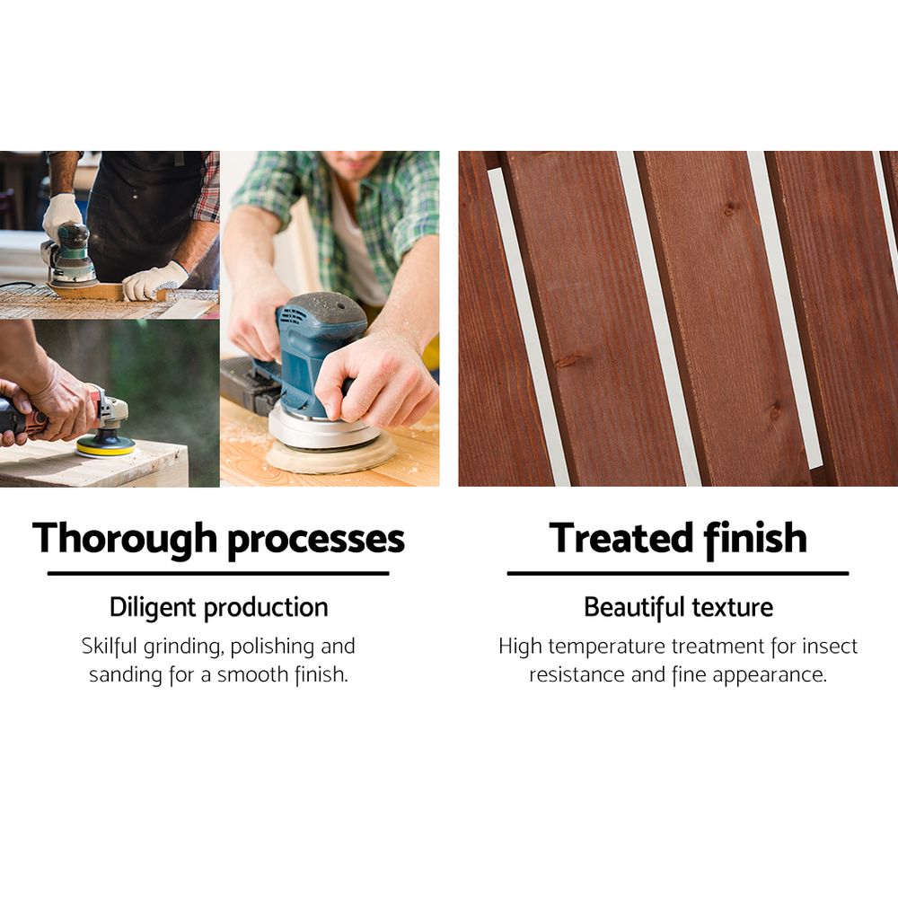 Gardeon Adirondack Outdoor Chairs Wooden Beach Chair Patio Furniture Garden Brown 6