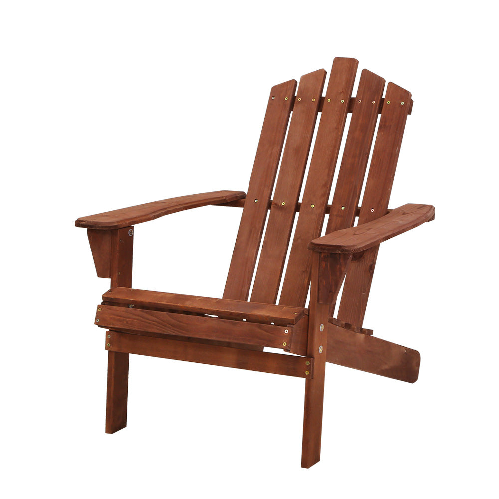 Gardeon Adirondack Outdoor Chairs Wooden Beach Chair Patio Furniture Garden Brown 7