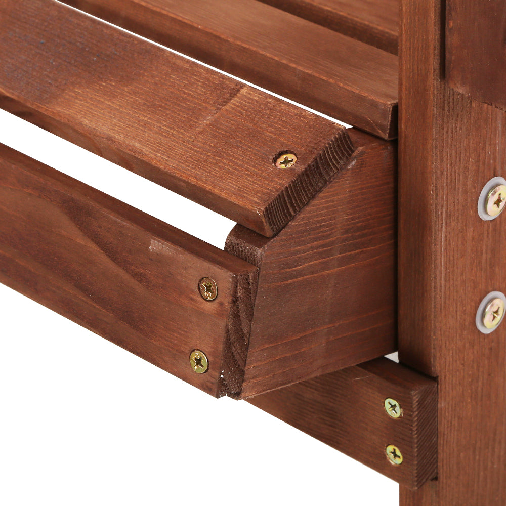 Gardeon 3PC Adirondack Outdoor Table and Chairs Wooden Beach Chair Brown 7