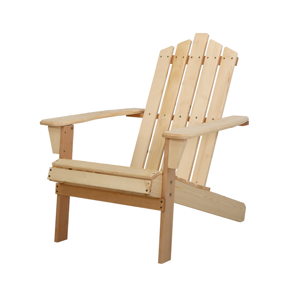 Gardeon Adirondack Outdoor Chairs Wooden Beach Chair Patio Furniture Garden Natural 7