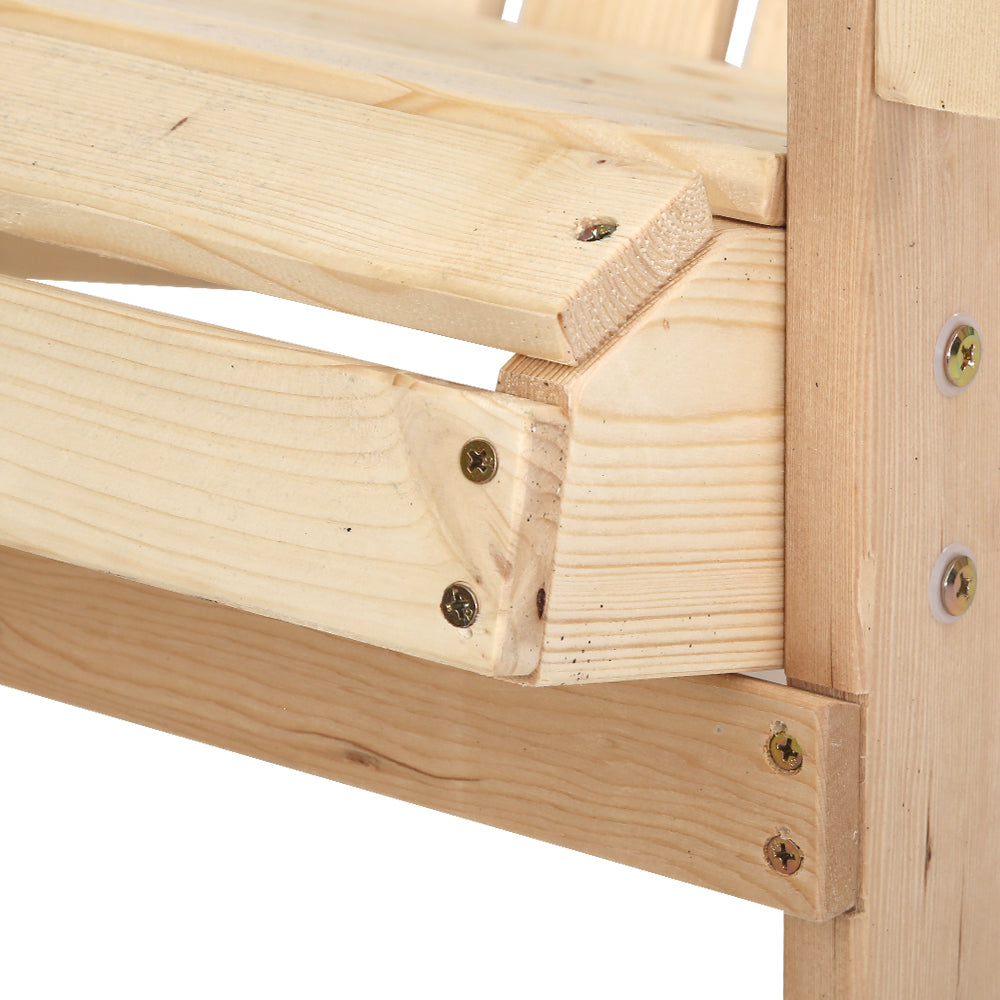 Gardeon 3PC Adirondack Outdoor Table and Chairs Wooden Beach Chair Natural 7