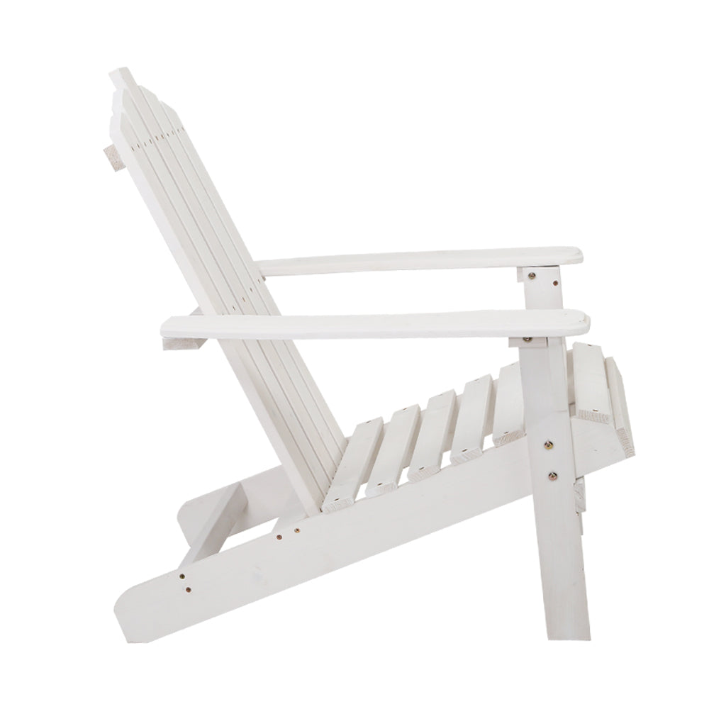 Gardeon Adirondack Outdoor Chairs Wooden Beach Chair Patio Furniture Garden White 3