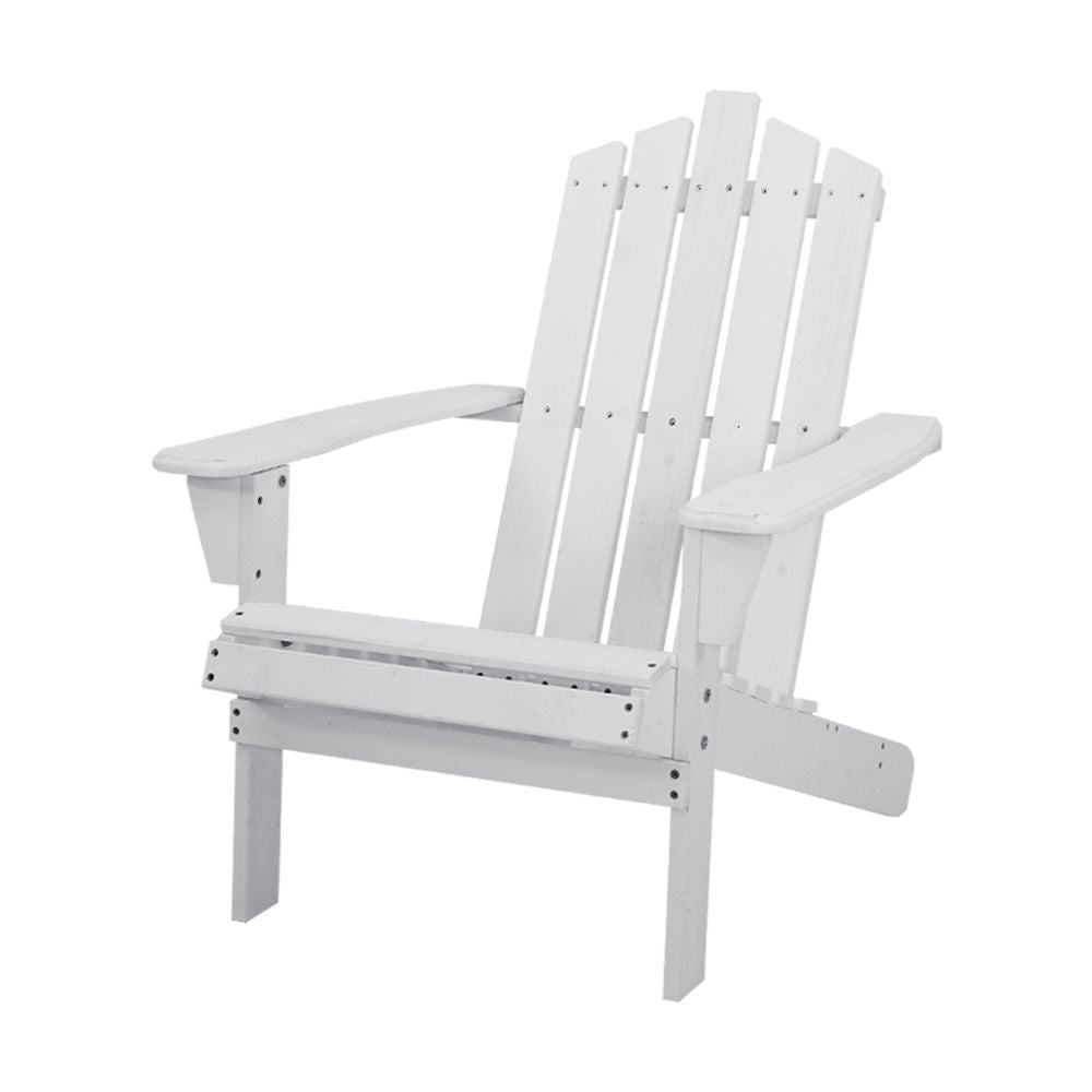Gardeon Adirondack Outdoor Chairs Wooden Beach Chair Patio Furniture Garden White 7