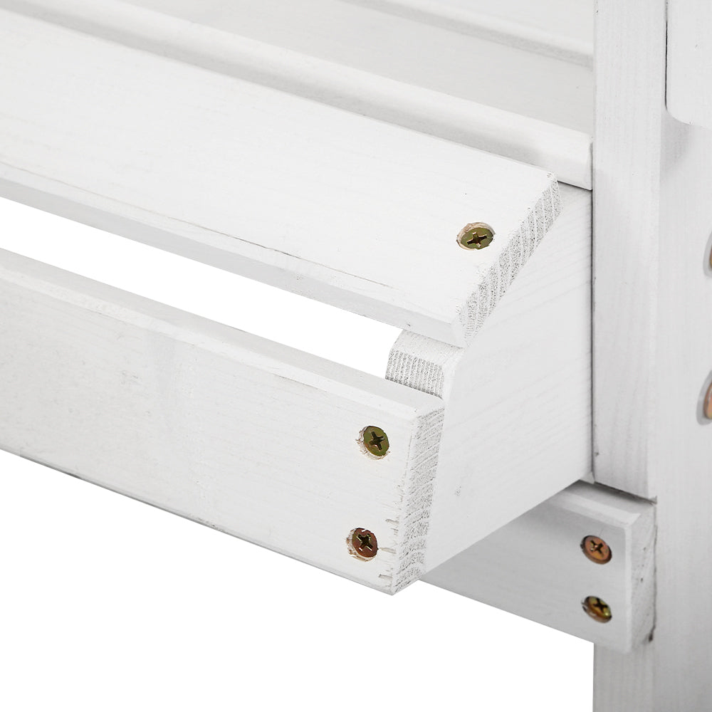 Gardeon 3PC Adirondack Outdoor Table and Chairs Wooden Beach Chair White 7