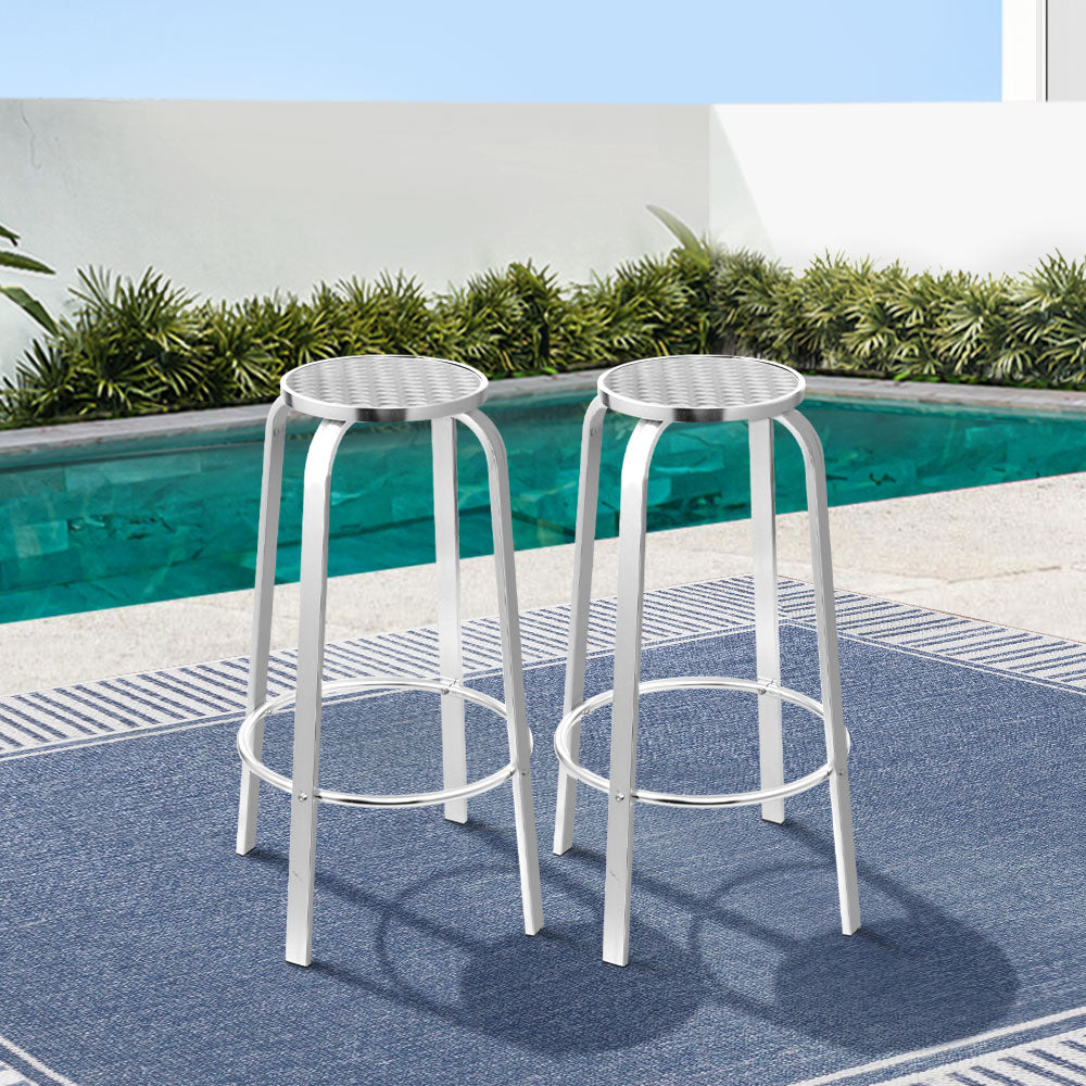Gardeon 2x Outdoor Bar Stools Aluminum 7