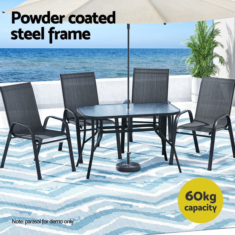 Gardeon 5PC Outdoor Dining Set Table and Chairs Patio Furniture Bistro Set Garden Black 4