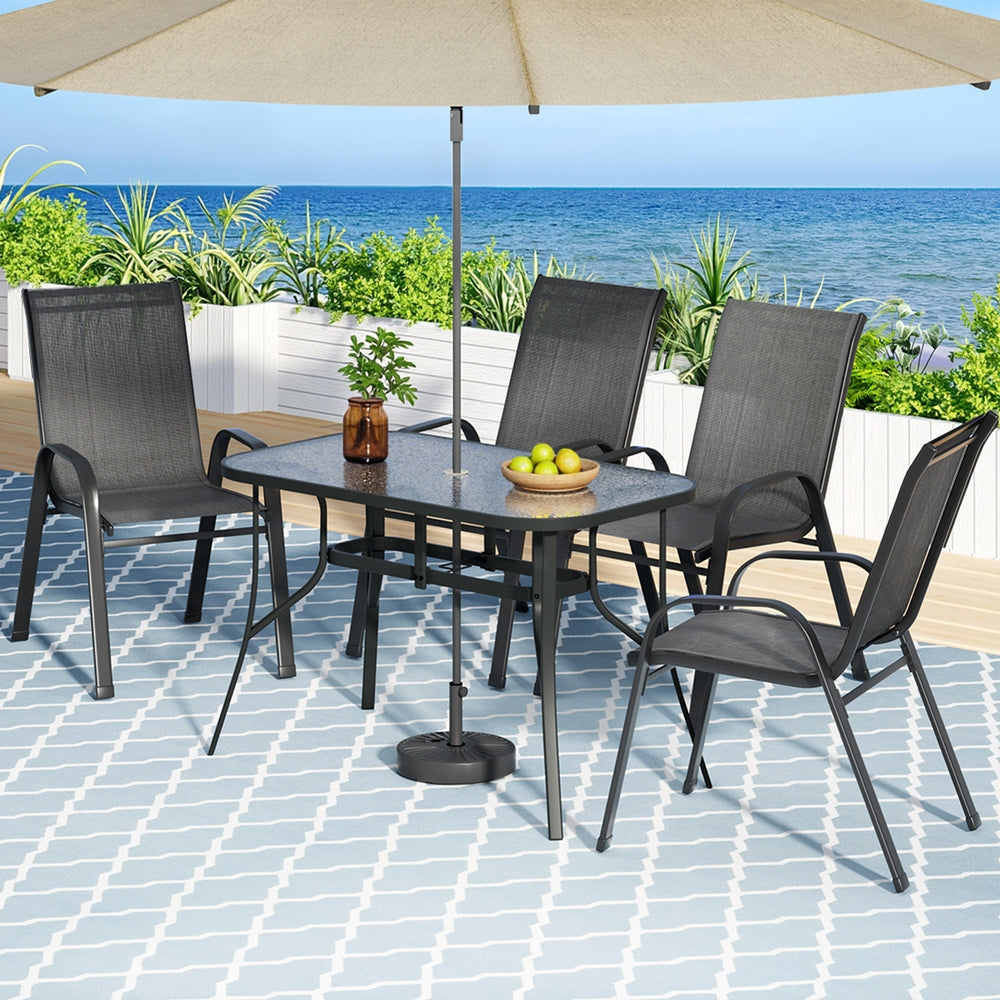 Gardeon 5PC Outdoor Dining Set Table and Chairs Patio Furniture Bistro Set Garden Black 8