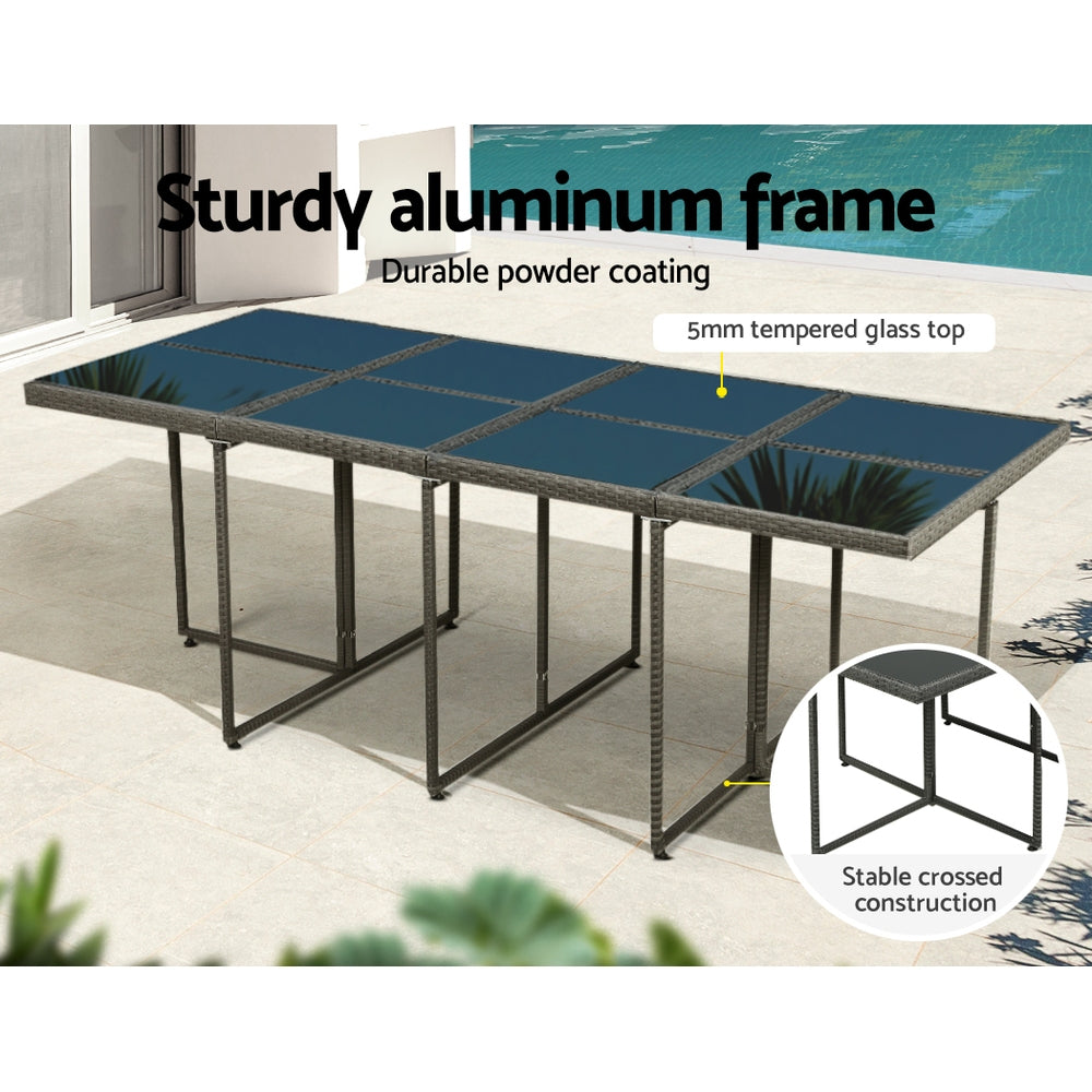 Gardeon Outdoor Dining Set 13 Piece Wicker Table Chairs Setting Grey 5