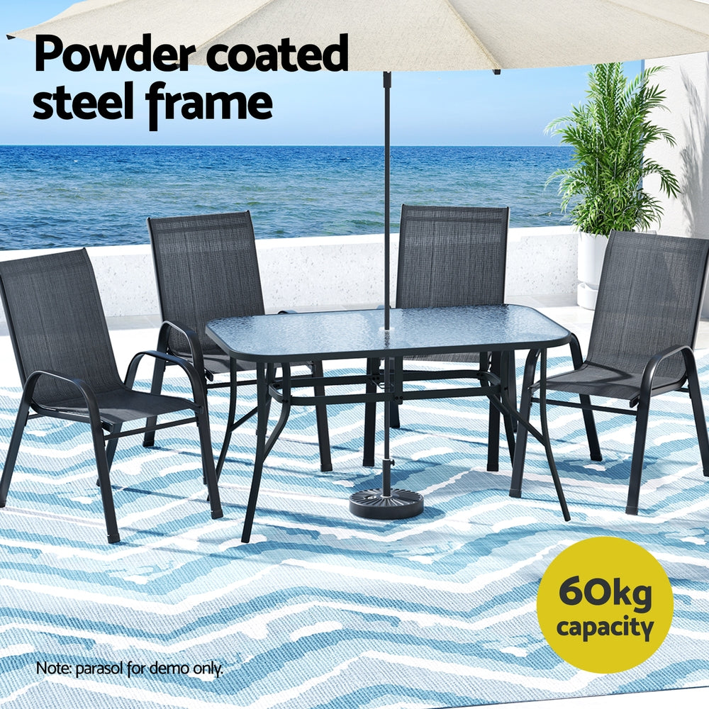 Gardeon 5PC Outdoor Dining Set Table and Chairs Patio Furniture Bistro Set Garden Black 4