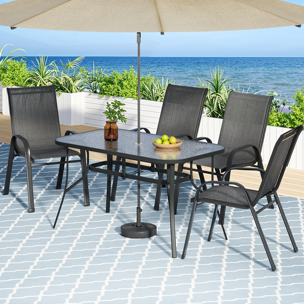 Gardeon 5PC Outdoor Dining Set Table and Chairs Patio Furniture Bistro Set Garden Black 7