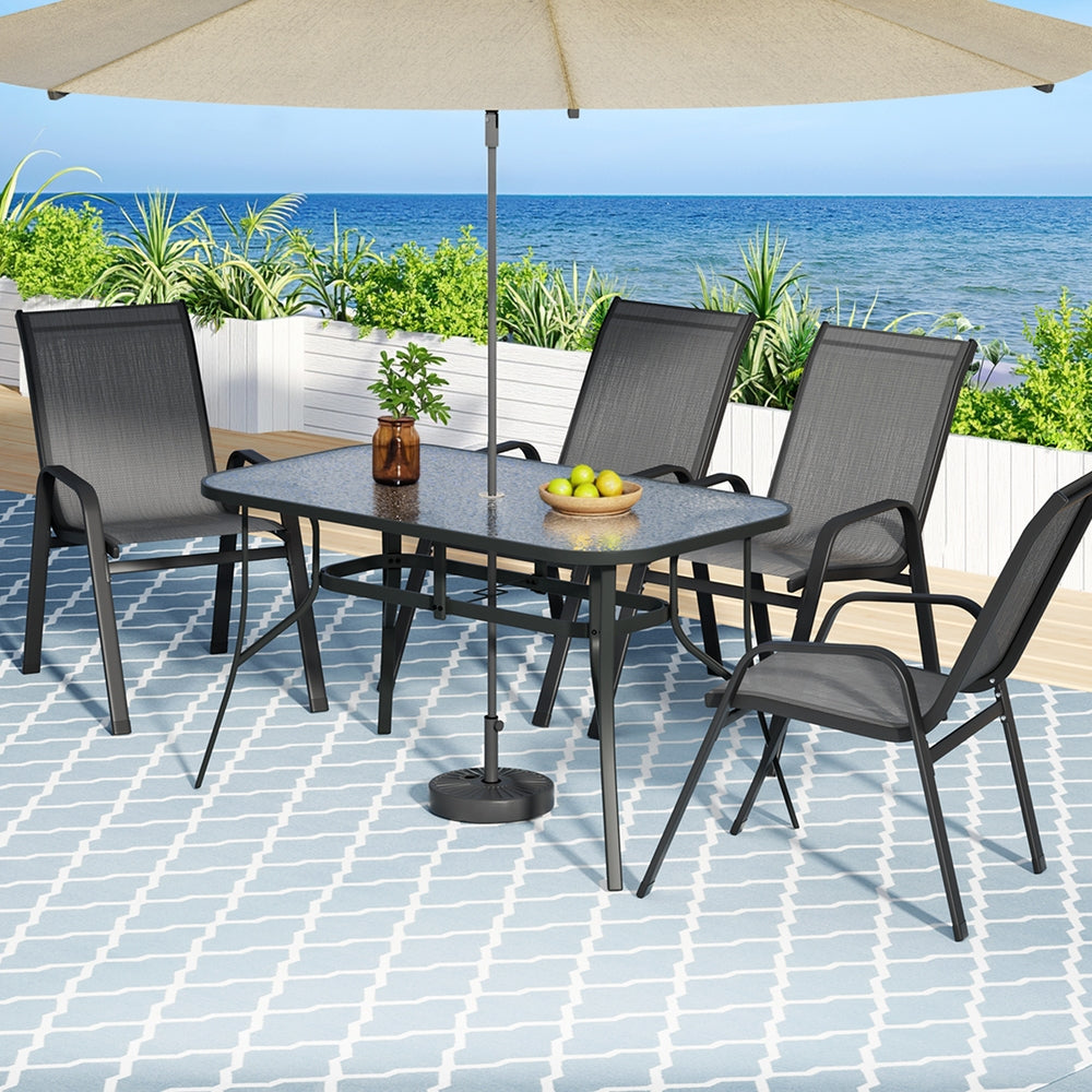 Gardeon 5PC Outdoor Dining Set Table and Chairs Patio Furniture Bistro Set Garden Grey 8