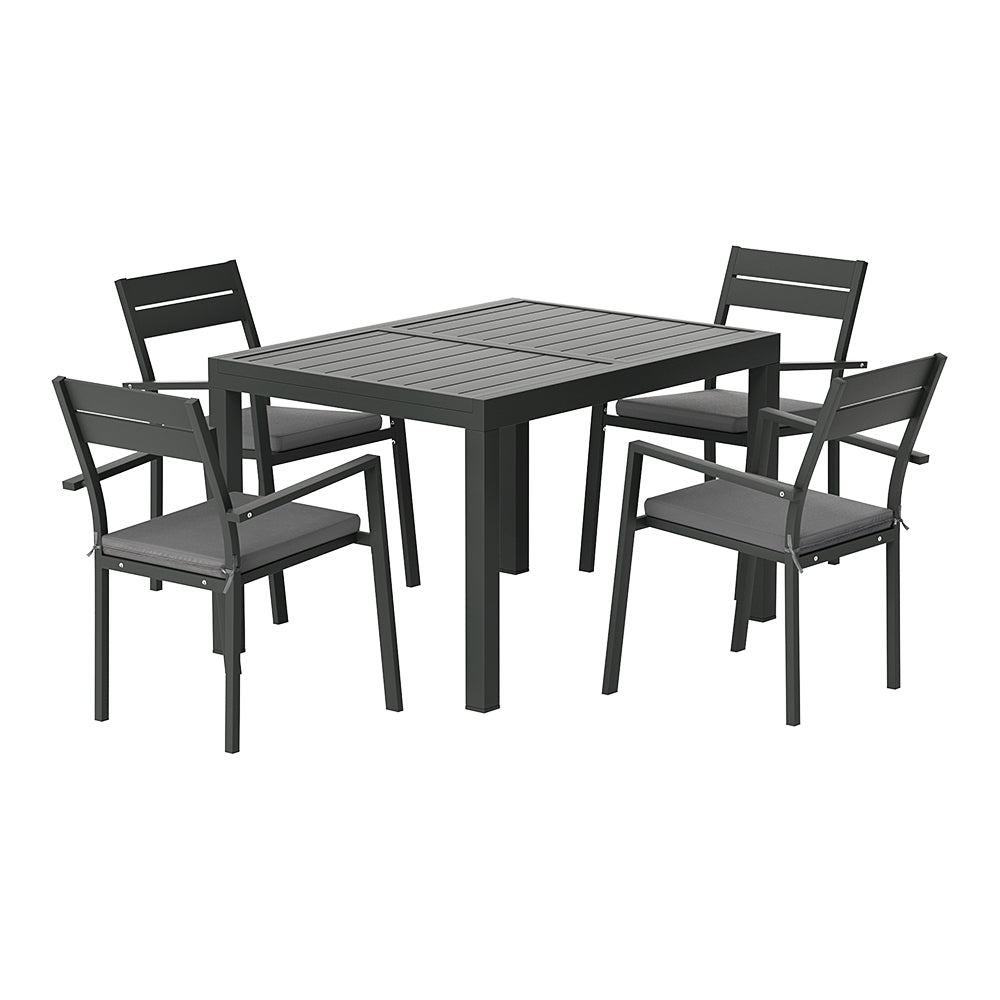 Gardeon Outdoor Dining Set 5 Piece Aluminum Extendable Table Setting Black 7
