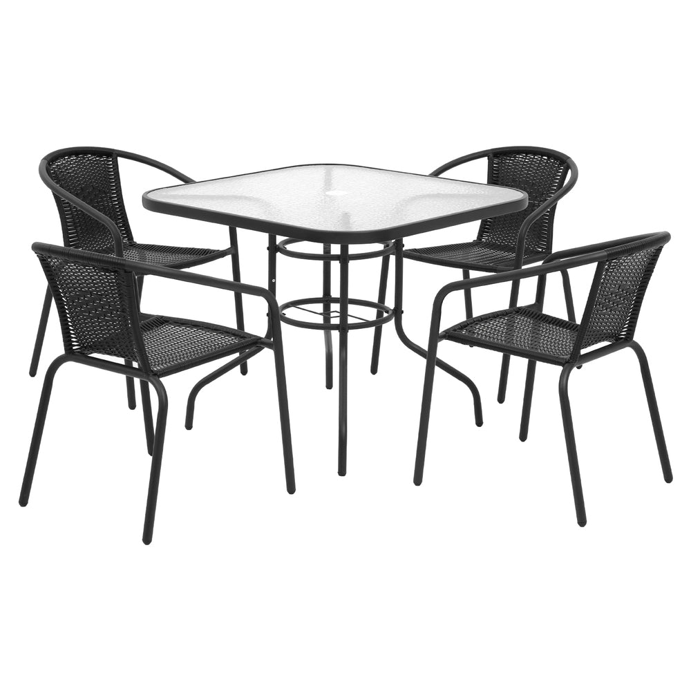 Gardeon Outdoor Dining Set 5 Piece Steel Stackable Chairs Table Patio Furniture 7