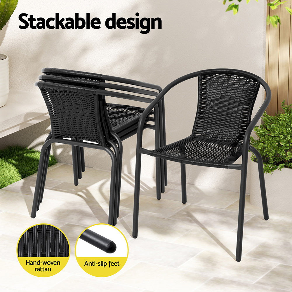 Gardeon Outdoor Dining Set 5 Piece Steel Stackable Chairs Table Patio Furniture 5