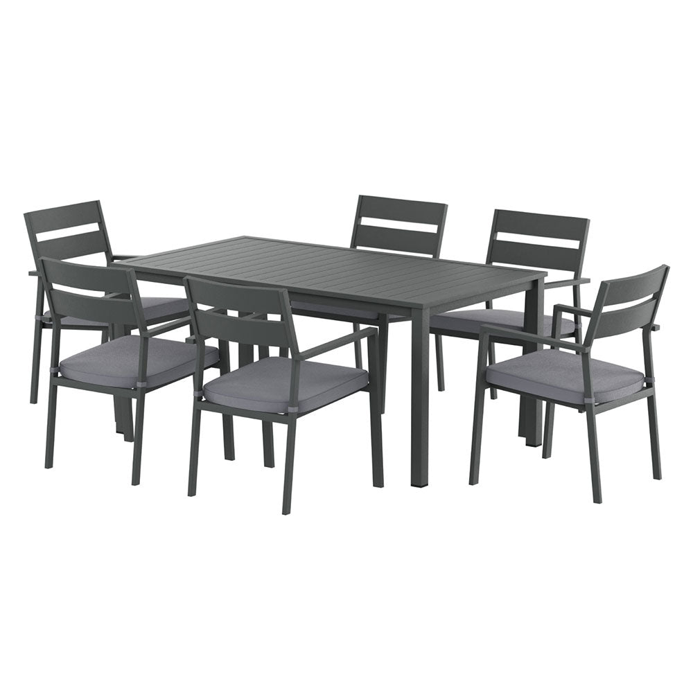 Gardeon Outdoor Dining Set 7 Piece Aluminum Table Chairs Setting Black 3