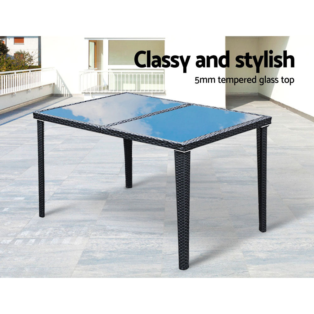 Gardeon Outdoor Dining Set 7 Piece Wicker Lounge Setting Black 4