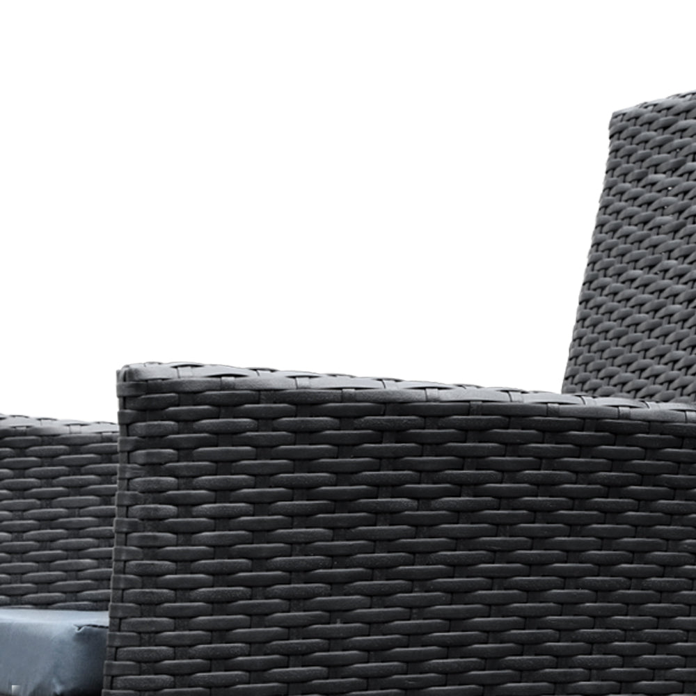 Gardeon Outdoor Dining Set 7 Piece Wicker Lounge Setting Black 7