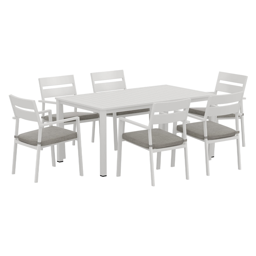Gardeon Outdoor Dining Set 7 Piece Aluminum Table Chairs Setting White 3