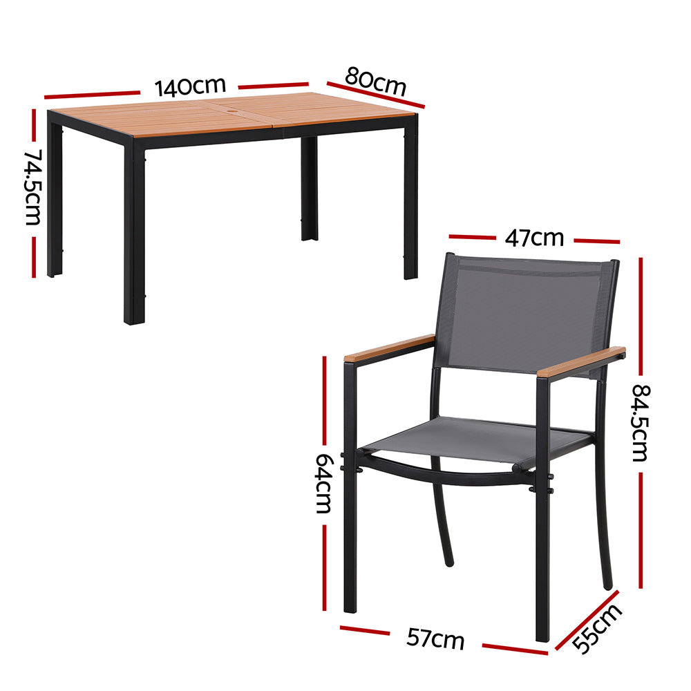 Gardeon 7PCS Outdoor Dining Set Table and Chairs Patio Garden Furniture Bistro Set 3