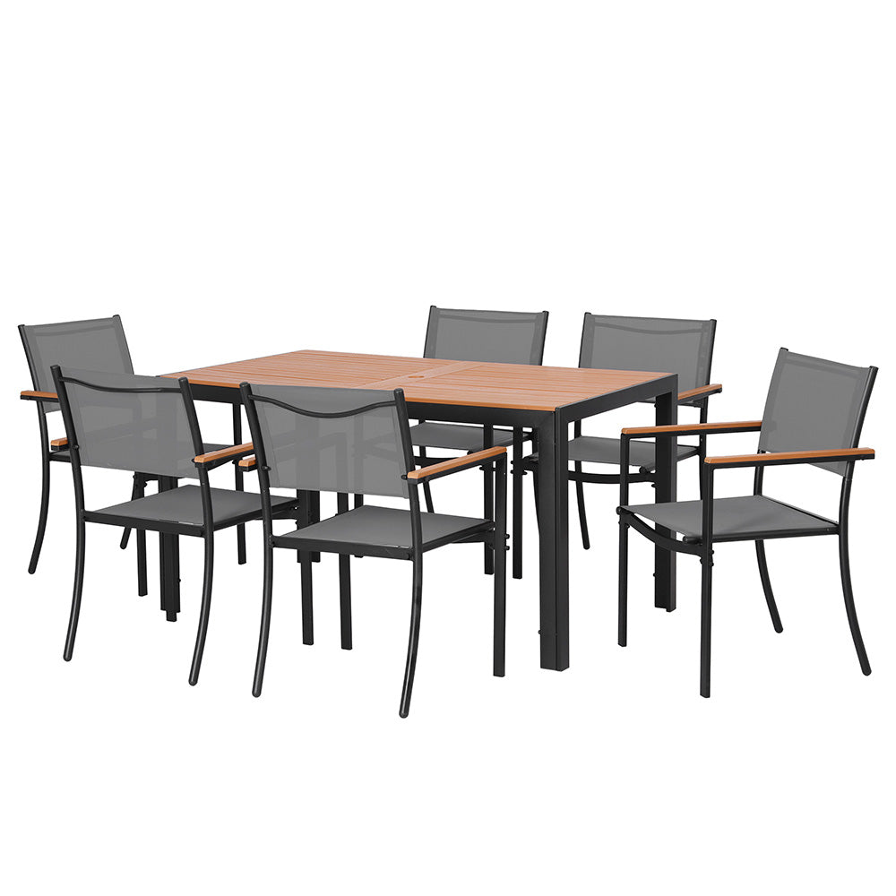 Gardeon 7PCS Outdoor Dining Set Table and Chairs Patio Garden Furniture Bistro Set 4