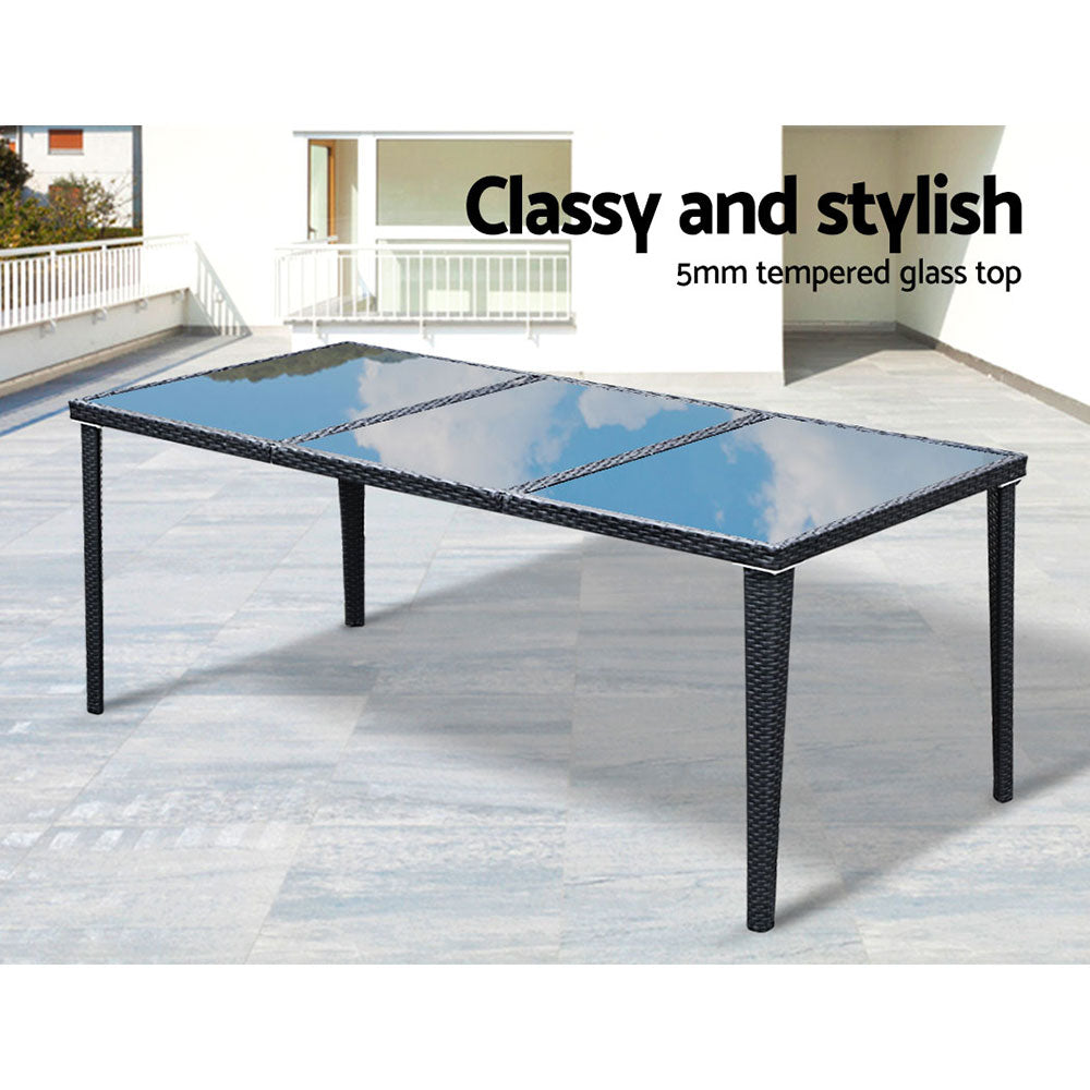 Gardeon Outdoor Dining Set 9 Piece Wicker Lounge Setting Black 4