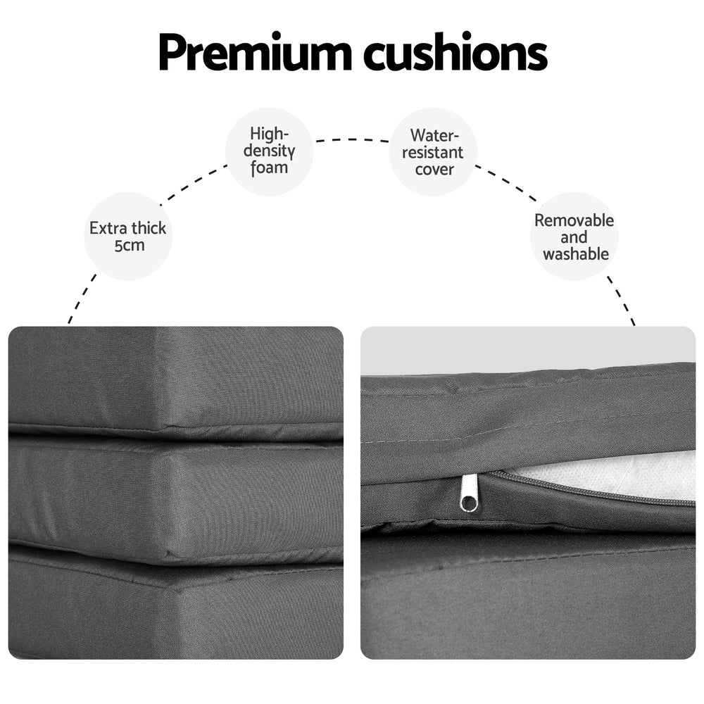 Gardeon Outdoor Dining Set 9 Piece Steel Table Chairs Setting White 6