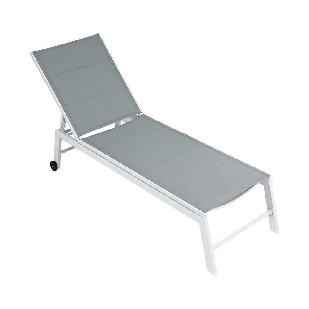 Gardeon Sun Lounger Chaise Lounge Wheels Patio Furniture Outdoor Setting White 3