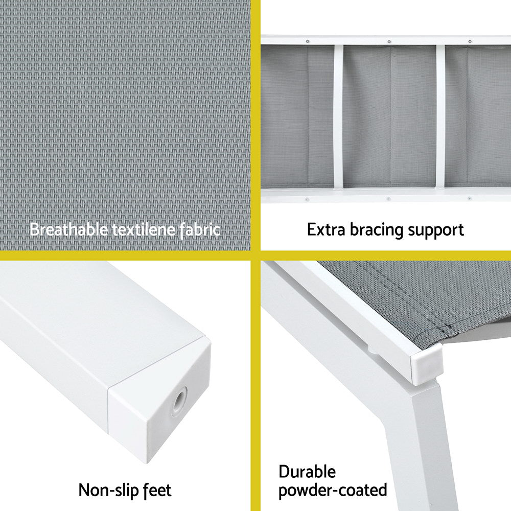 Gardeon Sun Lounger Chaise Lounge Wheels Patio Furniture Outdoor Setting White 6