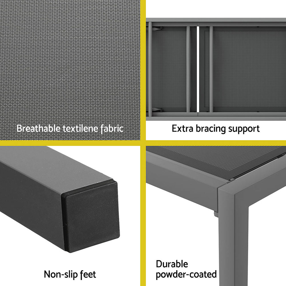 Gardeon Sun Lounge Outdoor Lounger Aluminium Folding Beach Chair Wheels Patio 6