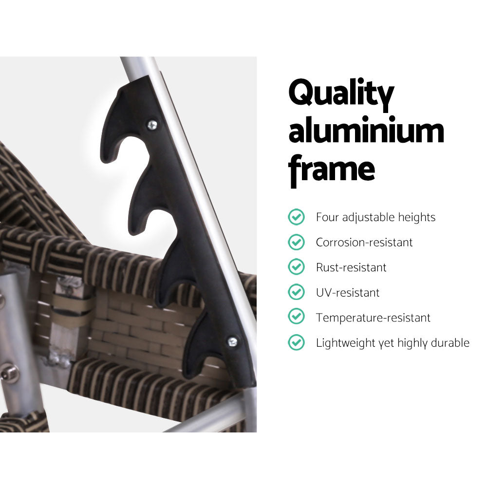 Gardeon Sun Lounge Wicker Lounger Outdoor Furniture Beach Armchair Adjustable Grey&Beige 4