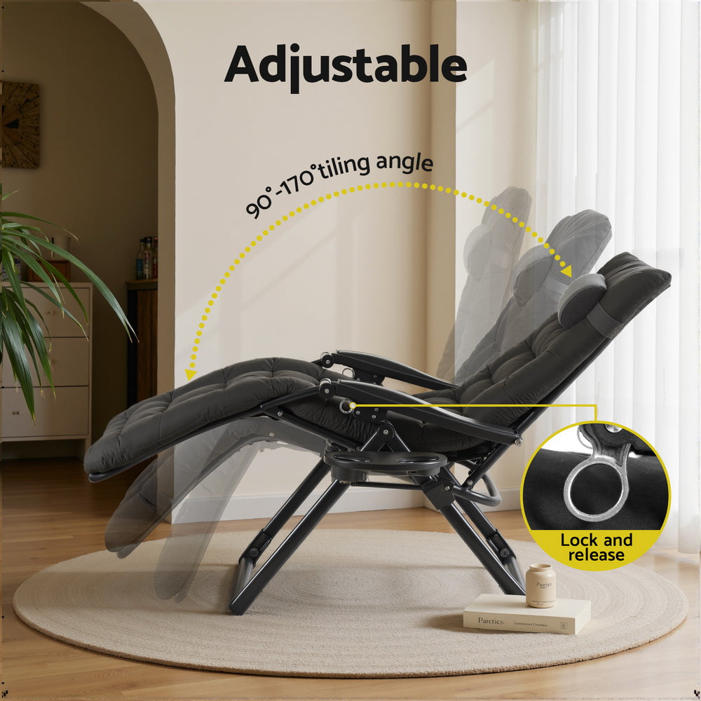 Gardeon Sun Lounge Lounger Folding Camping Zero Gravity Chair Outdoor Furniture 4
