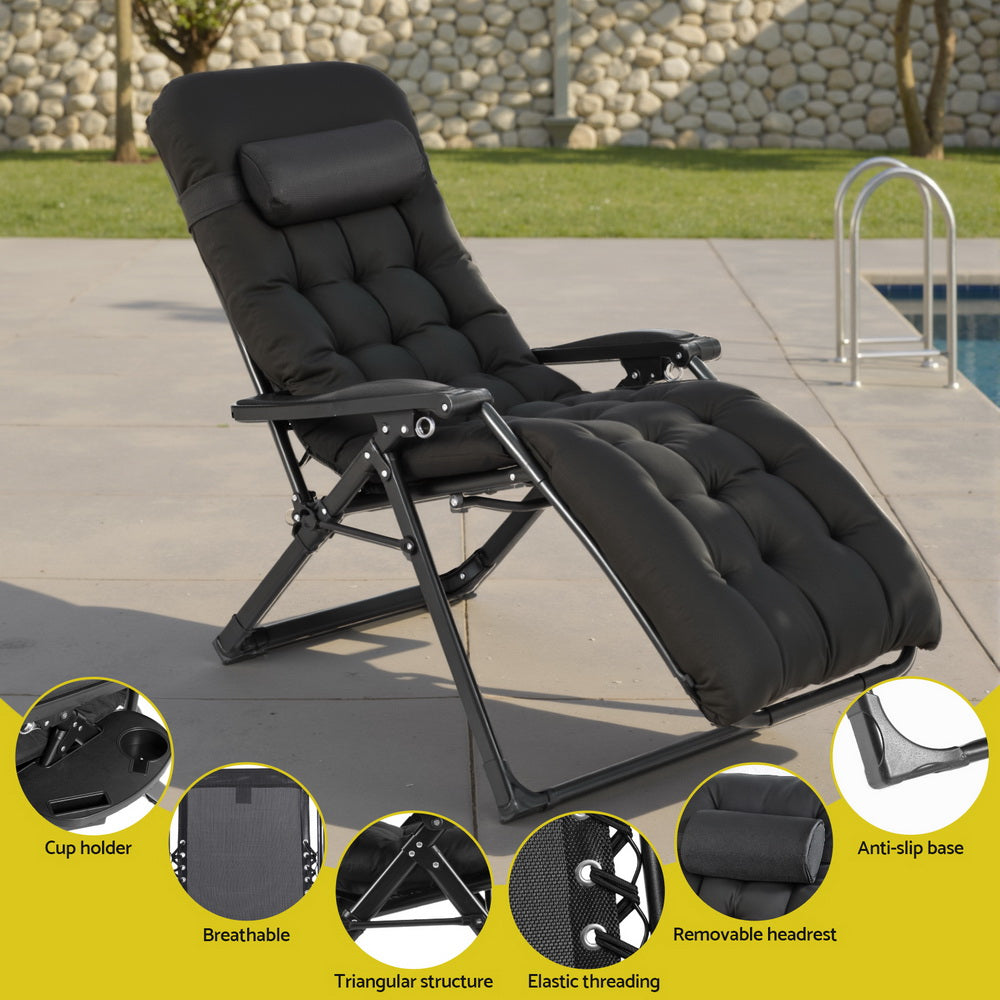 Gardeon Sun Lounge Lounger Folding Camping Zero Gravity Chair Outdoor Furniture 6