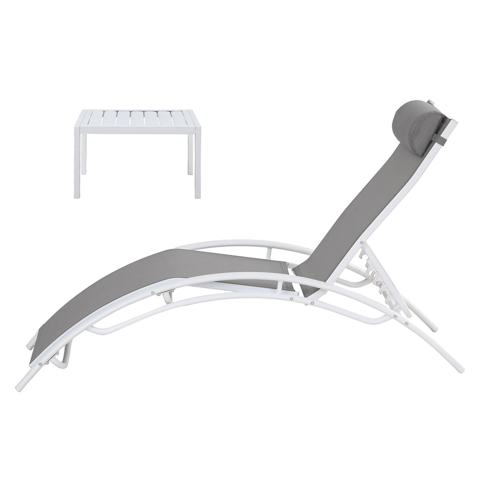 Gardeon 3PC Sun Lounge Outdoor Lounger Table Chairs Steel Patio Furniture Garden 3