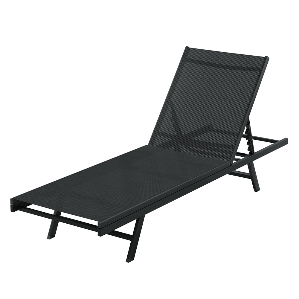 Gardeon Sun Lounge Outdoor Lounger Steel Beach Chair Patio Furniture Black 7