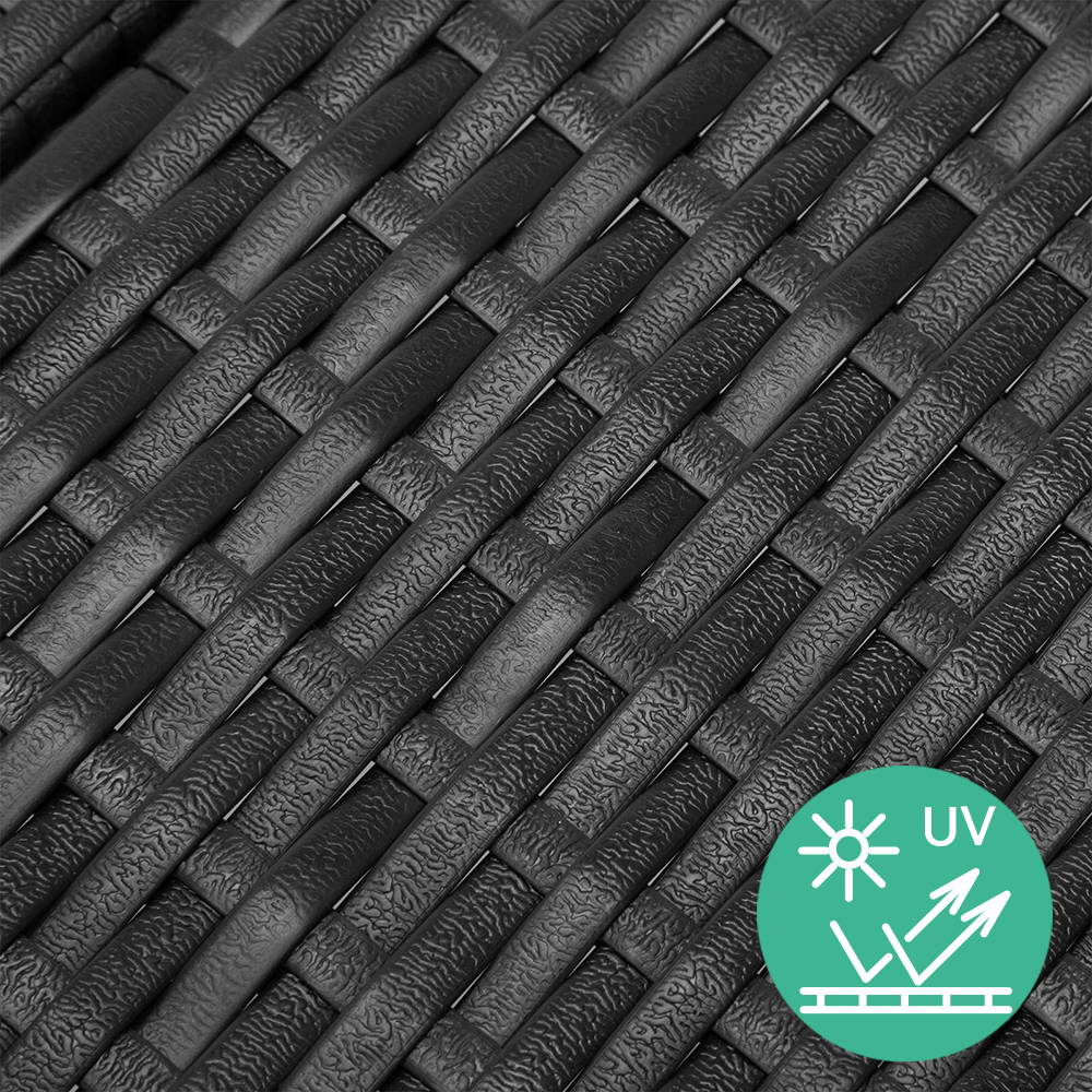 Gardeon 2PC Sun Lounge Wicker Lounger Outdoor Furniture Beach Chair Garden Adjustable Black 7