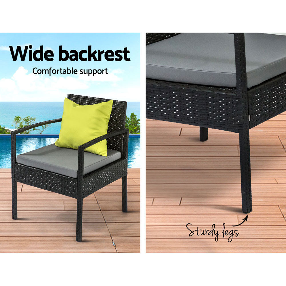 Gardeon Outdoor Sofa Set Wicker Lounge Setting Table and Chairs Storage Cover 5