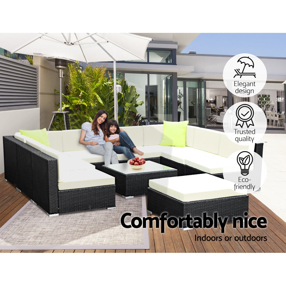 Gardeon 10-Piece Outdoor Sofa Set Wicker Couch Lounge Setting Cover 6