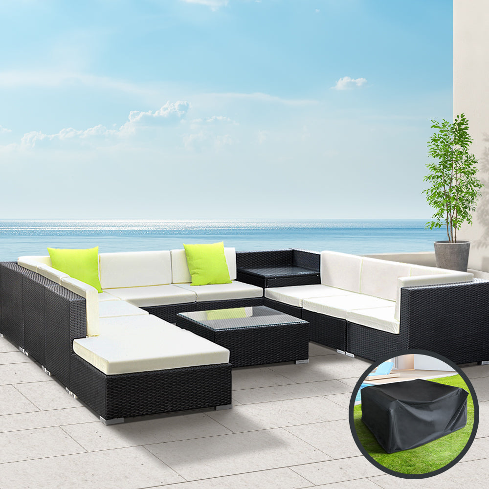Gardeon 11PC Sofa Set with Storage Cover Outdoor Furniture Wicker 8