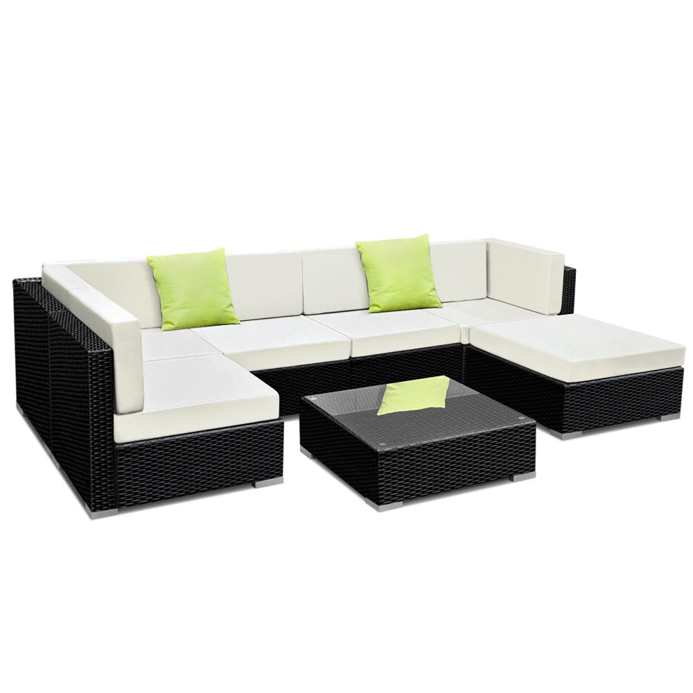 Gardeon 7-Piece Outdoor Sofa Set Wicker Couch Lounge Setting 6 Seater 8
