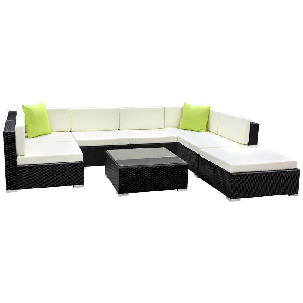 Gardeon 8-Piece Outdoor Sofa Set Wicker Couch Lounge Setting 7 Seater 8