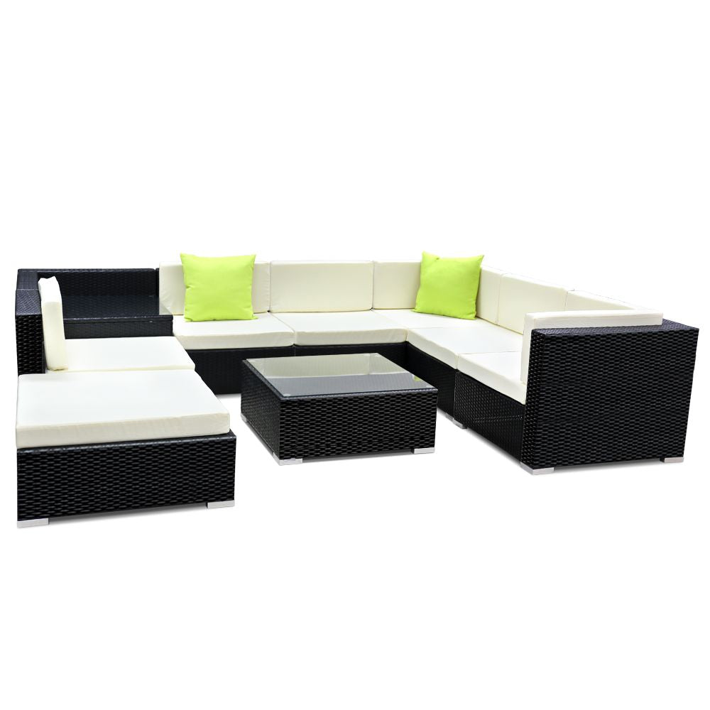 Gardeon 9-Piece Outdoor Sofa Set Wicker Couch Lounge Setting 7 Seater 8