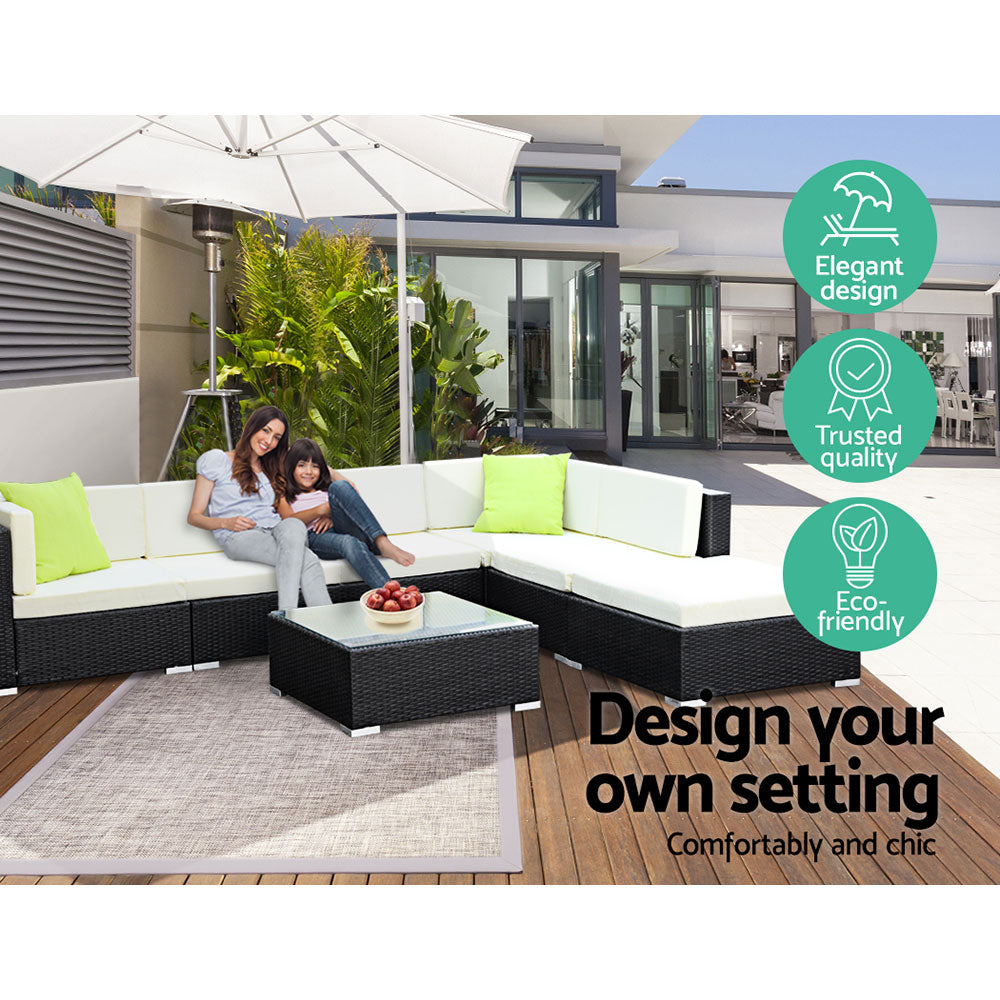 2PC Gardeon Outdoor Furniture Sofa Set Wicker Rattan Garden Lounge Chair Setting 7