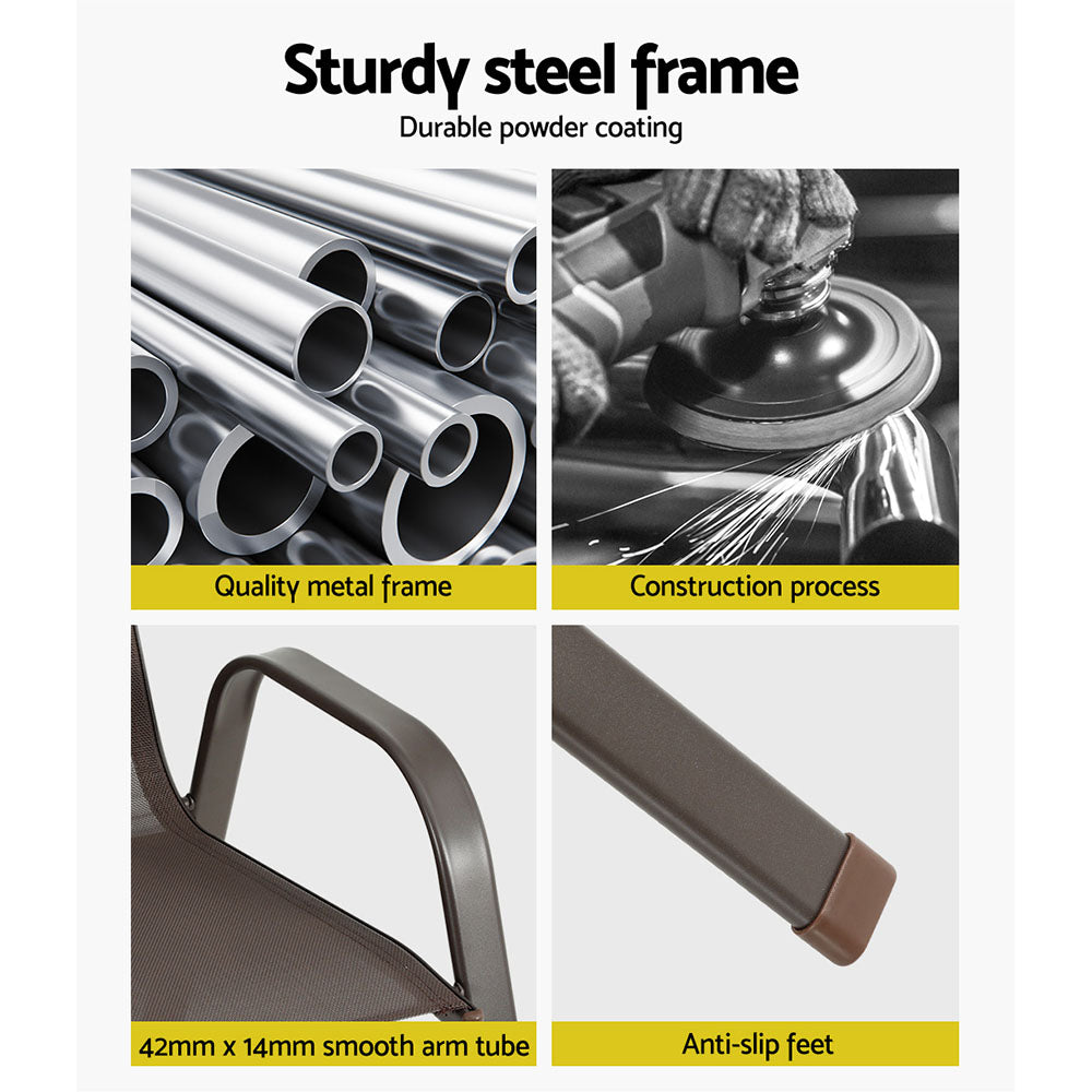 Gardeon 6PC Outdoor Dining Chairs Stackable Lounge Chair Patio Furniture Brown 6