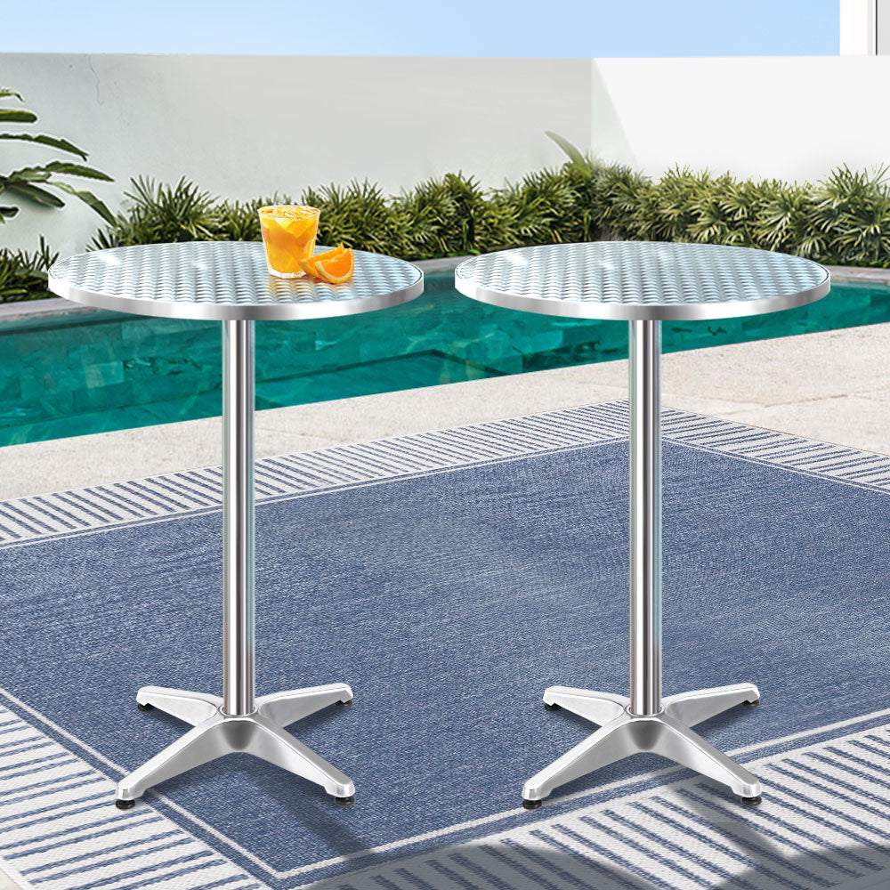 Gardeon Set of 2 Outdoor Bar Table Aluminium Round 70/110CM 8