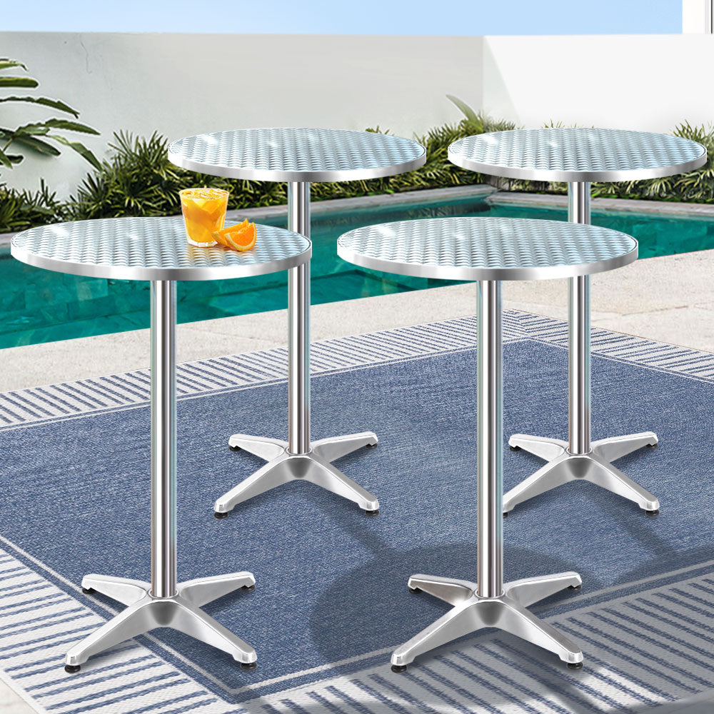 Gardeon Set of 4 Outdoor Bar Table Aluminium Round 70/110CM 8