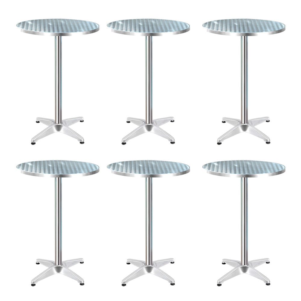Gardeon Set of 6 Outdoor Bar Table Aluminium Round 70/110CM 3