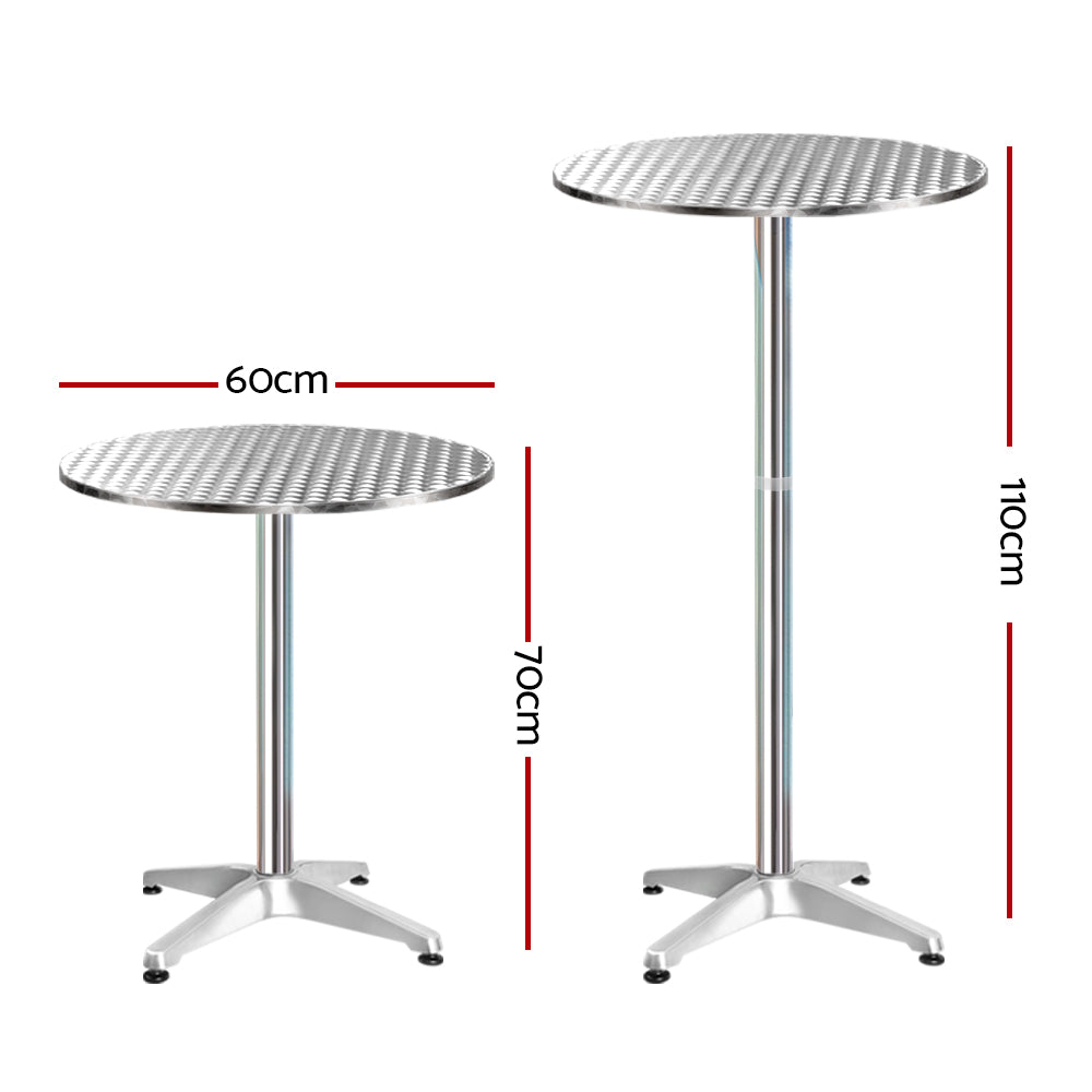 Gardeon Set of 6 Outdoor Bar Table Aluminium Round 70/110CM 4