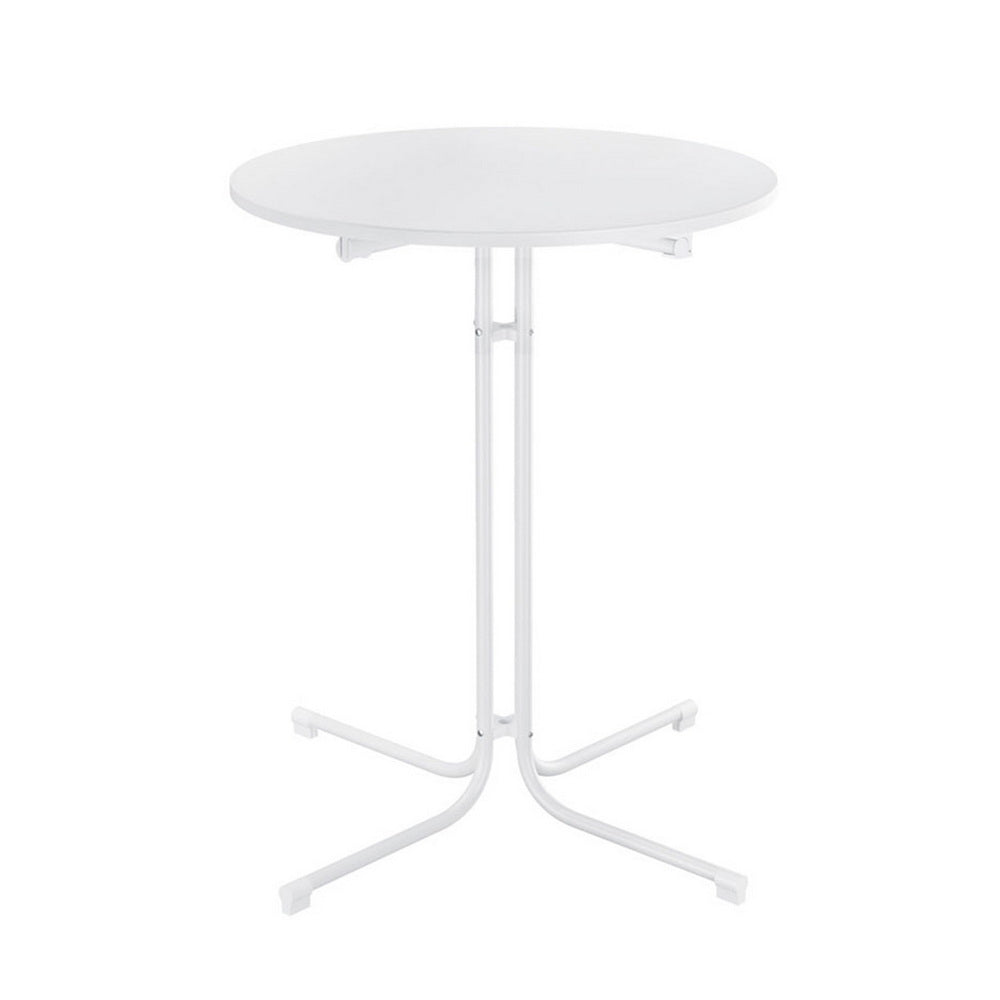 Gardeon Outdoor Bar Table Round Folding Desk Top 109cm Patio Furniture White 3
